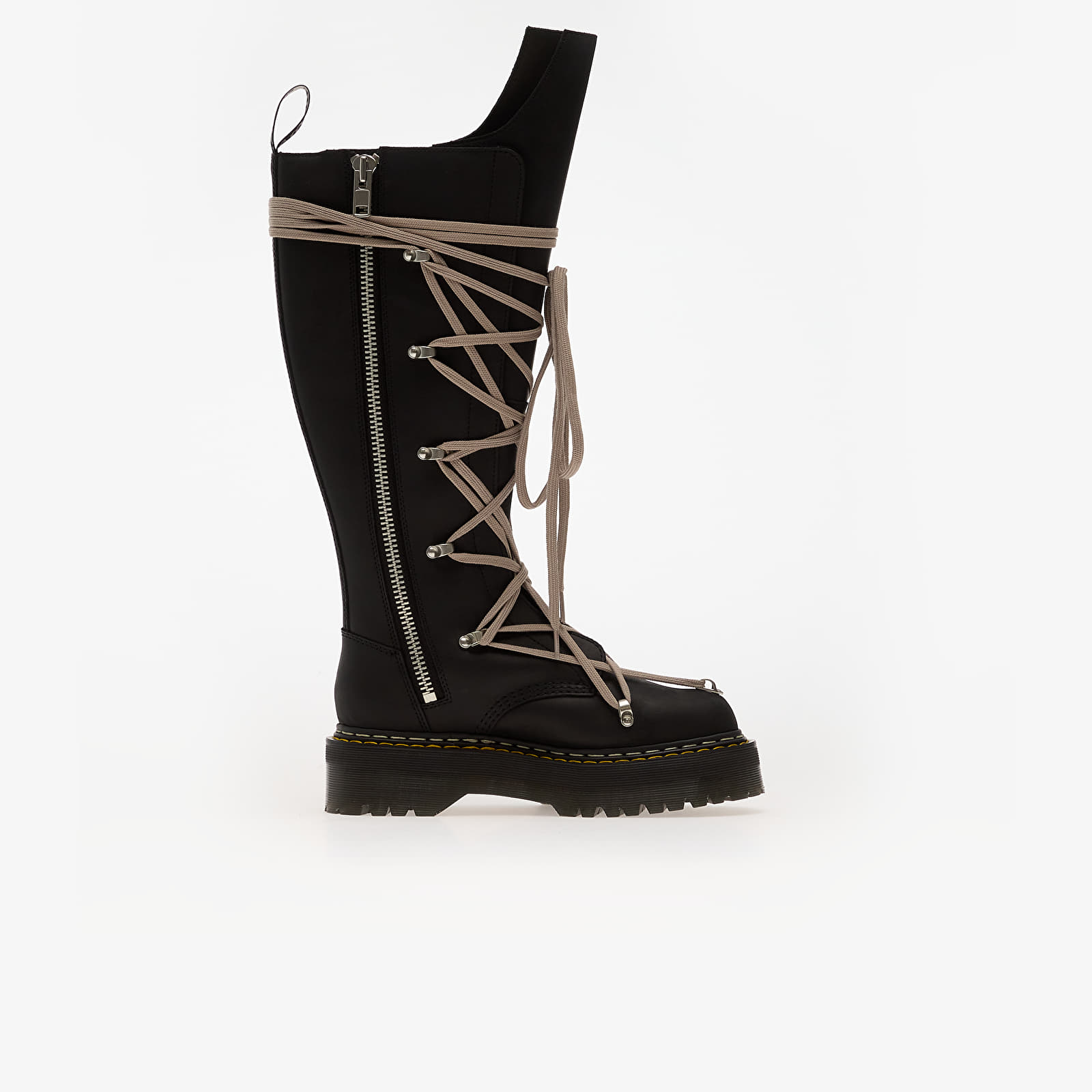 Sko til mænd Rick Owens x Dr. Martens Leather Boots - 1B60 Quad Sole Pentalace Boot Black