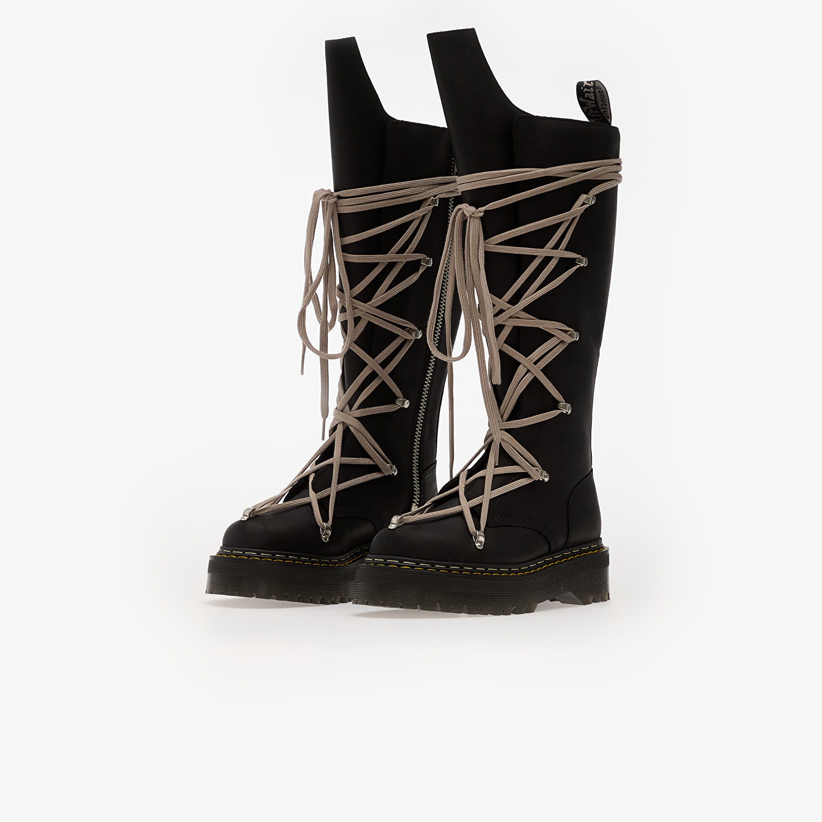 Sko til mænd Rick Owens x Dr. Martens Leather Boots - 1B60 Quad Sole Pentalace Boot Black