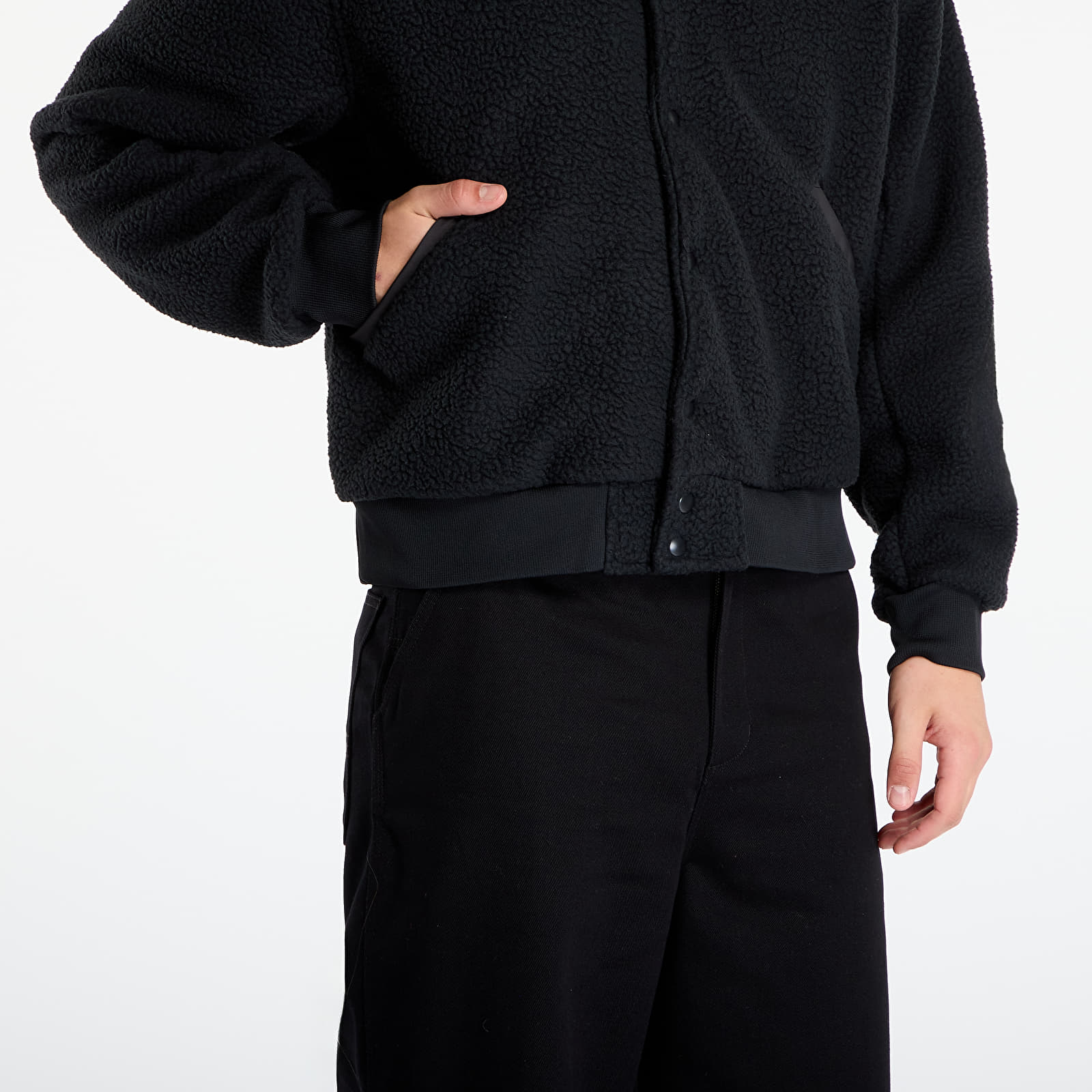 Pánské bundy Nike Sportswear Club Men's High-Pile Fleece Coaches Jacket Black/ White