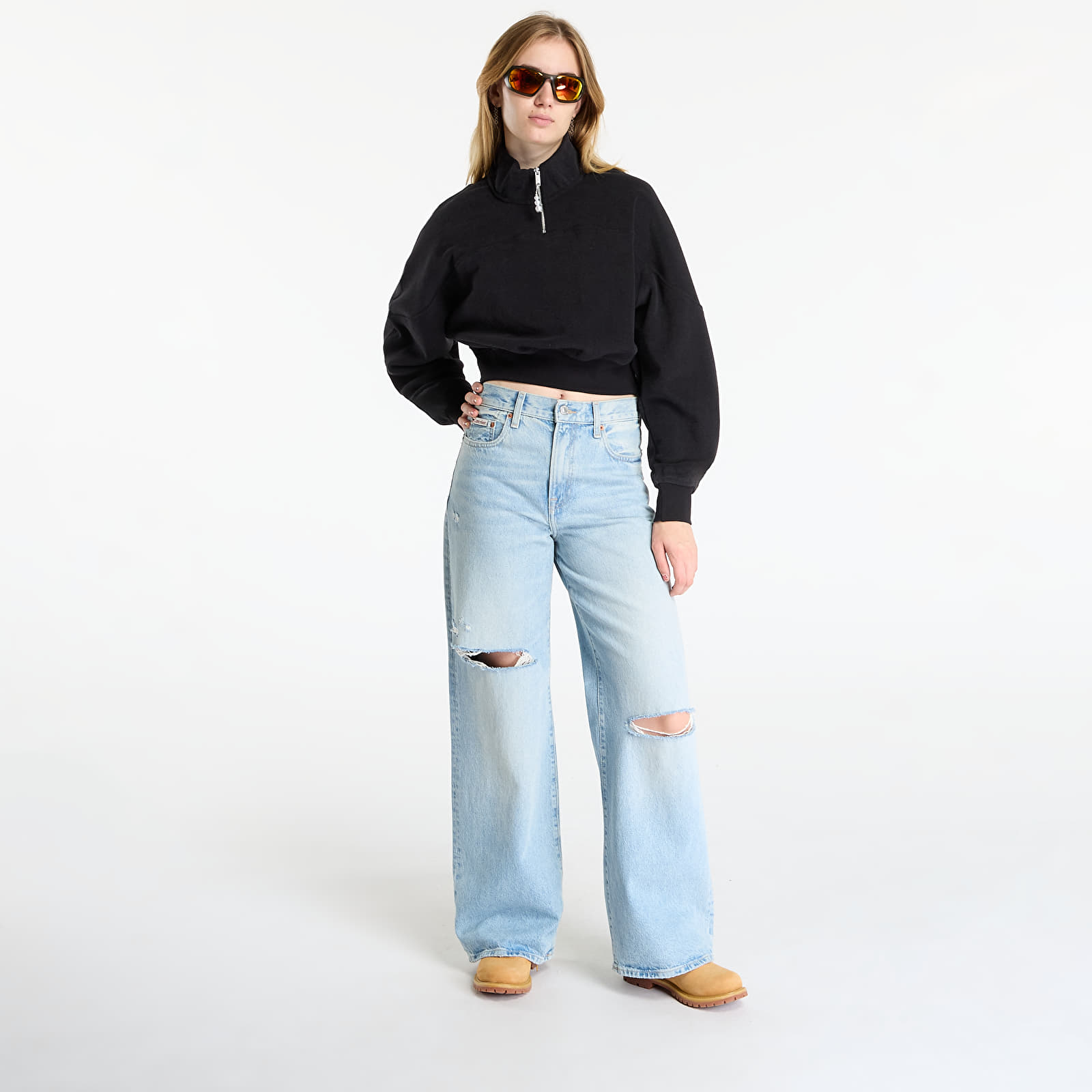 Dukserice Jordan Flight Fleece Women's Quarter-Zip Top Black/ Black