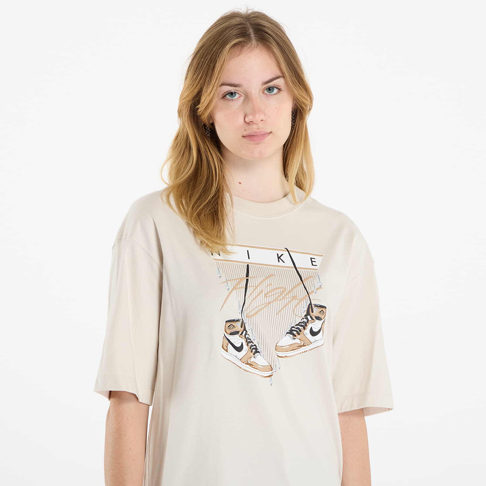 Футболки Jordan Flight Women's Oversized T-Shirt Lt Orewood Brn/ Sail/ Black