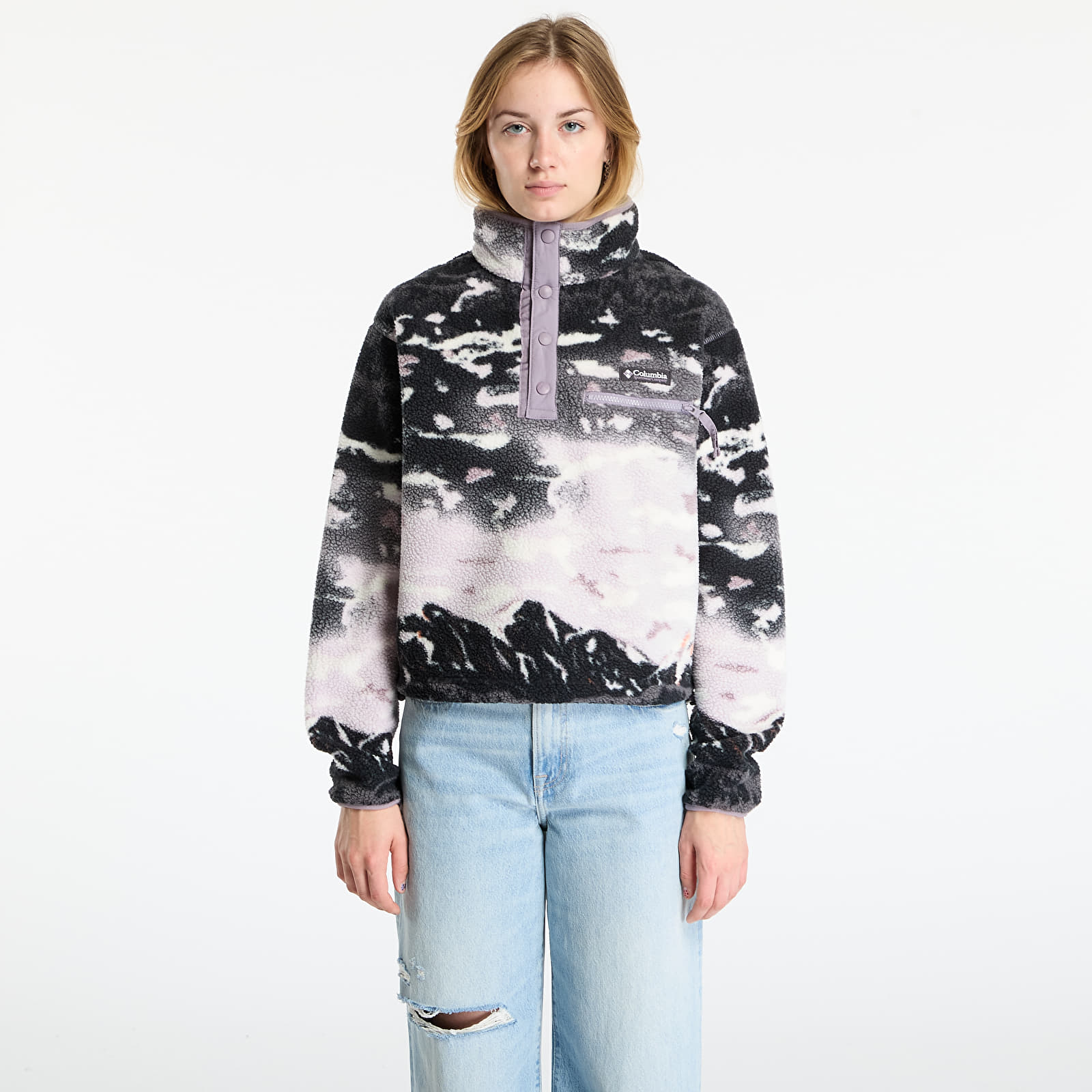 Hoodies and sweatshirts Columbia Helvetia™ II Printed Cropped Half Snap Shale Purple Sisters/ Shale Purple