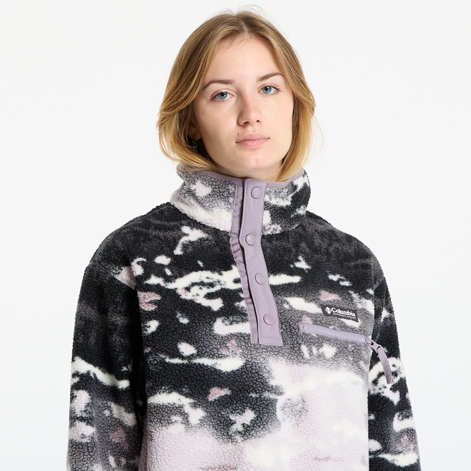 Hoodies and sweatshirts Columbia Helvetia™ II Printed Cropped Half Snap Shale Purple Sisters/ Shale Purple