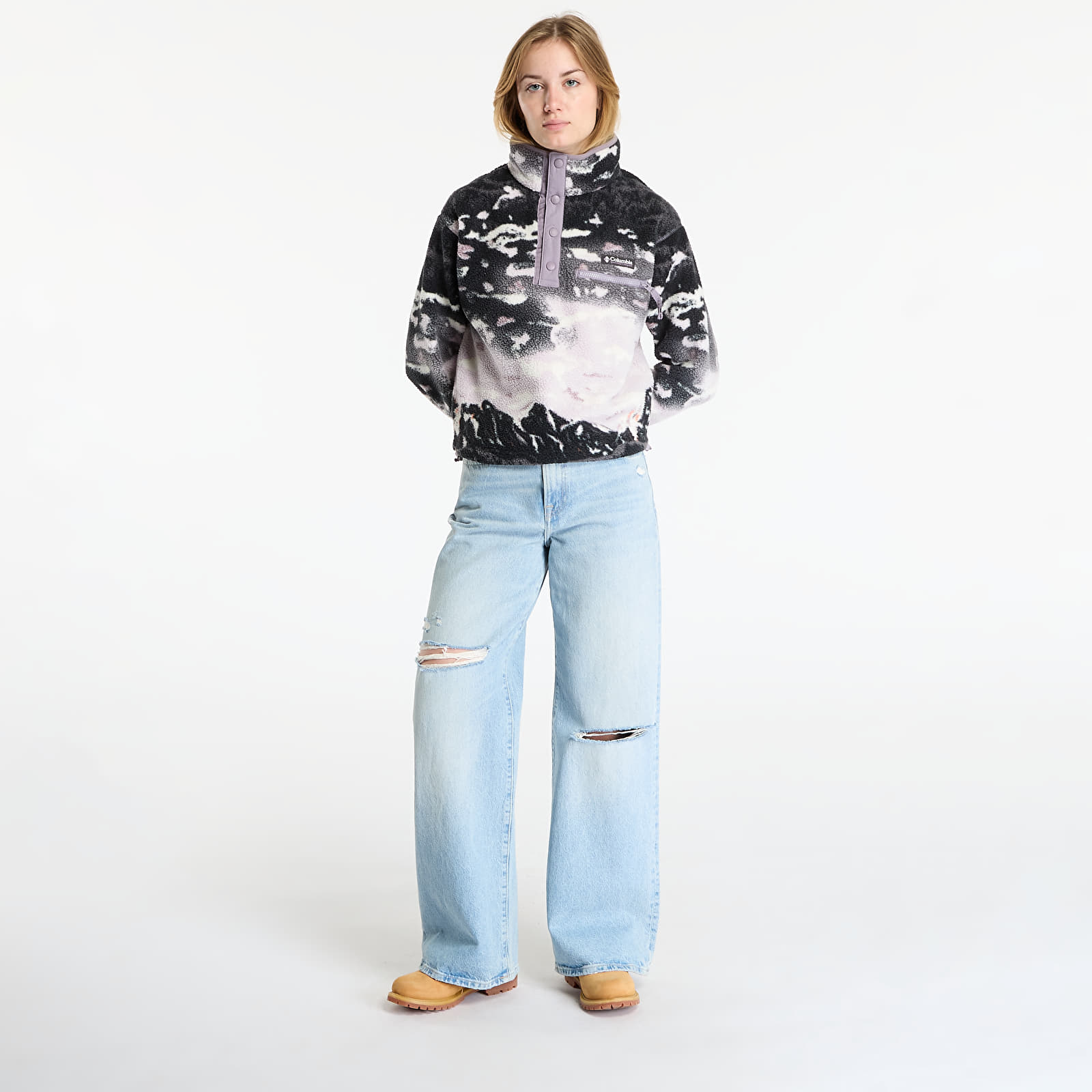 Hoodies and sweatshirts Columbia Helvetia™ II Printed Cropped Half Snap Shale Purple Sisters/ Shale Purple