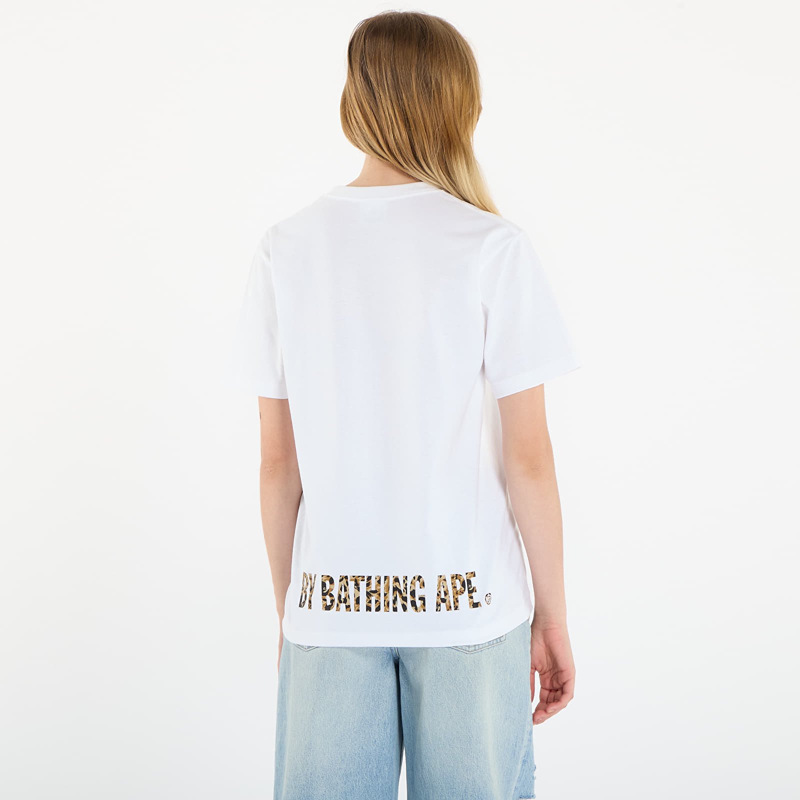 T-shirts för män A BATHING APE Wild Leopard Pattern Ape Face Sta Tee UNISEX White