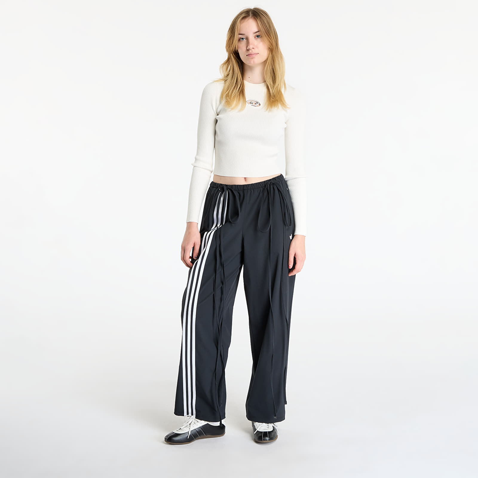 Hlače adidas Ribbon Parachute Tracksuit Bottoms Black