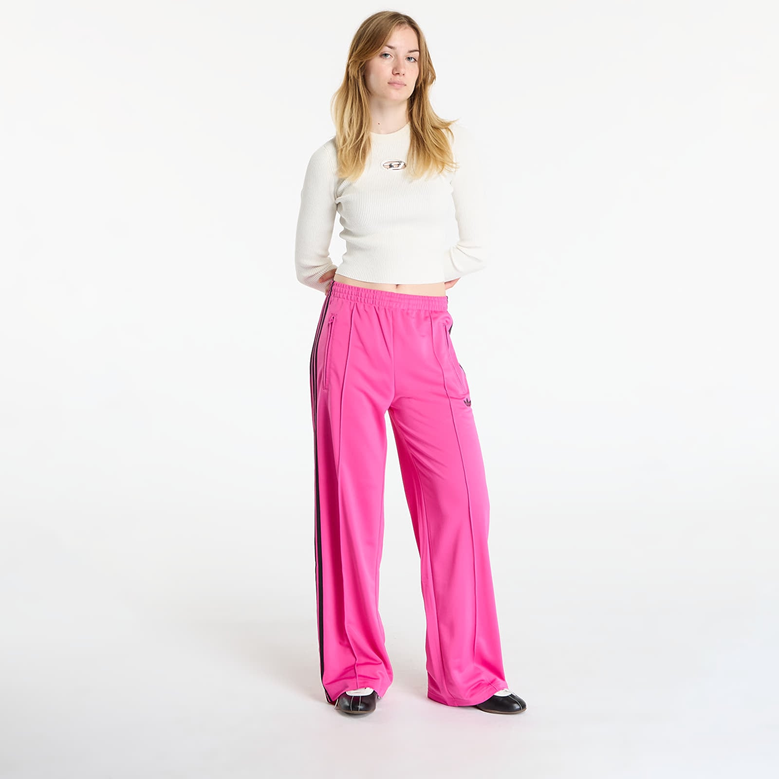 Joggebukser for kvinner adidas Adicolor Classic Firebird Loose Track Tracksuit Bottoms Semi Lucid Fuchsia
