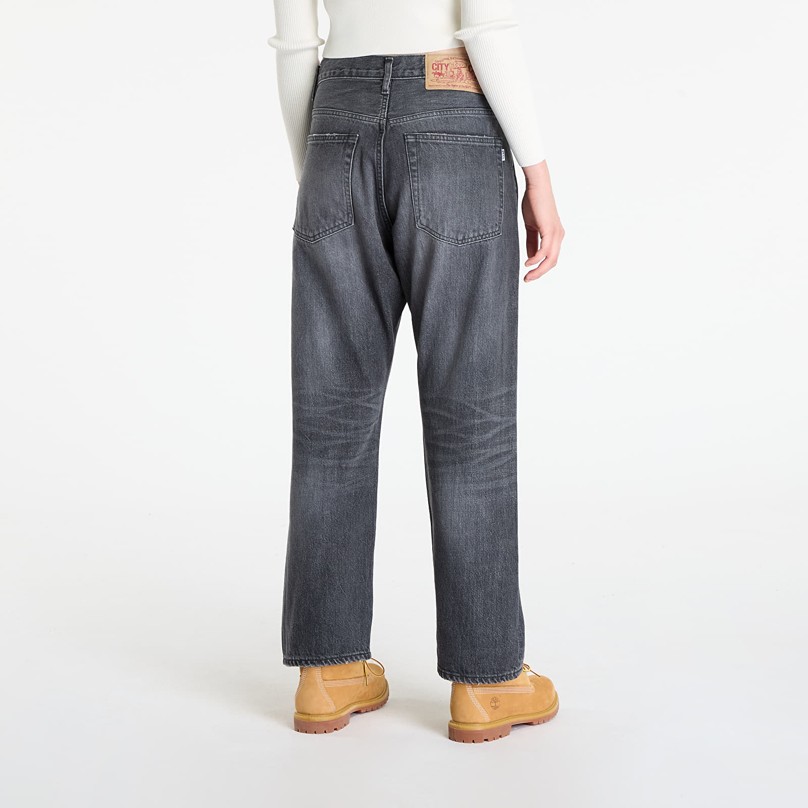 Calças de ganga para homem A BATHING APE Shark Loose Fit 13 Oz Denim Pants UNISEX Black