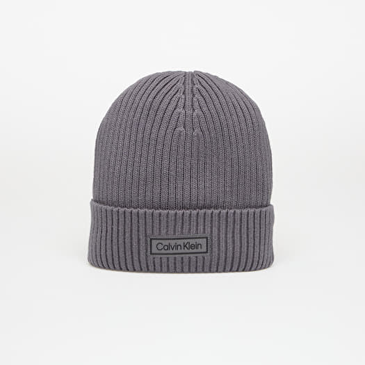 Calvin Klein Patch Chunky Rib Cot Hat Grey