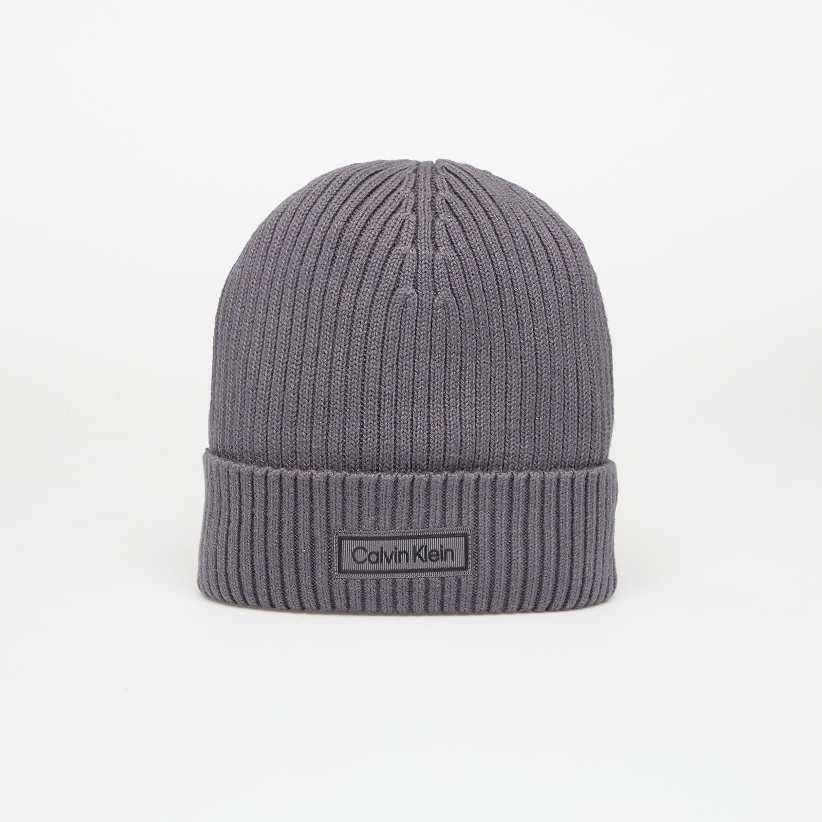 Czapki Calvin Klein Patch Chunky Rib Cot Hat Grey
