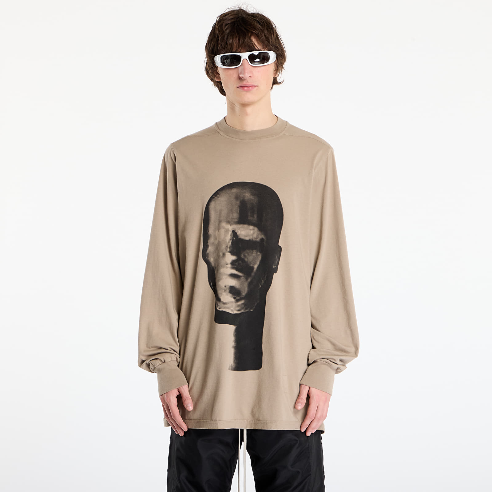 Majice T-shirt Rick Owens DRKSHDW Jumbo Ls Tee Dirty Pearl/ Black