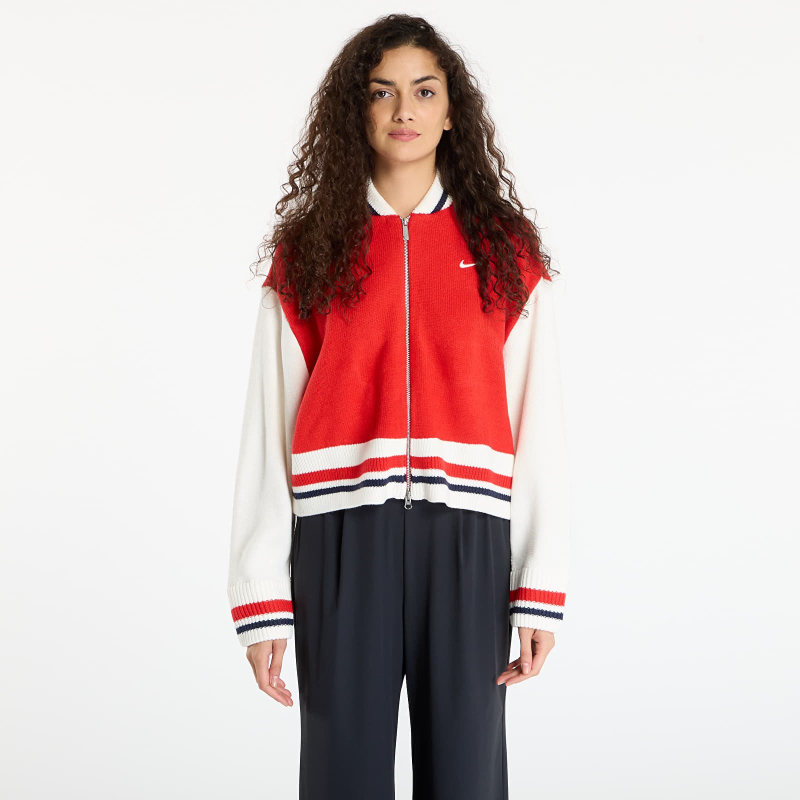 Pullover für Frauen Nike Sportswear Women's Cardigan University Red/ Sail/ Midnight Navy/ Sail