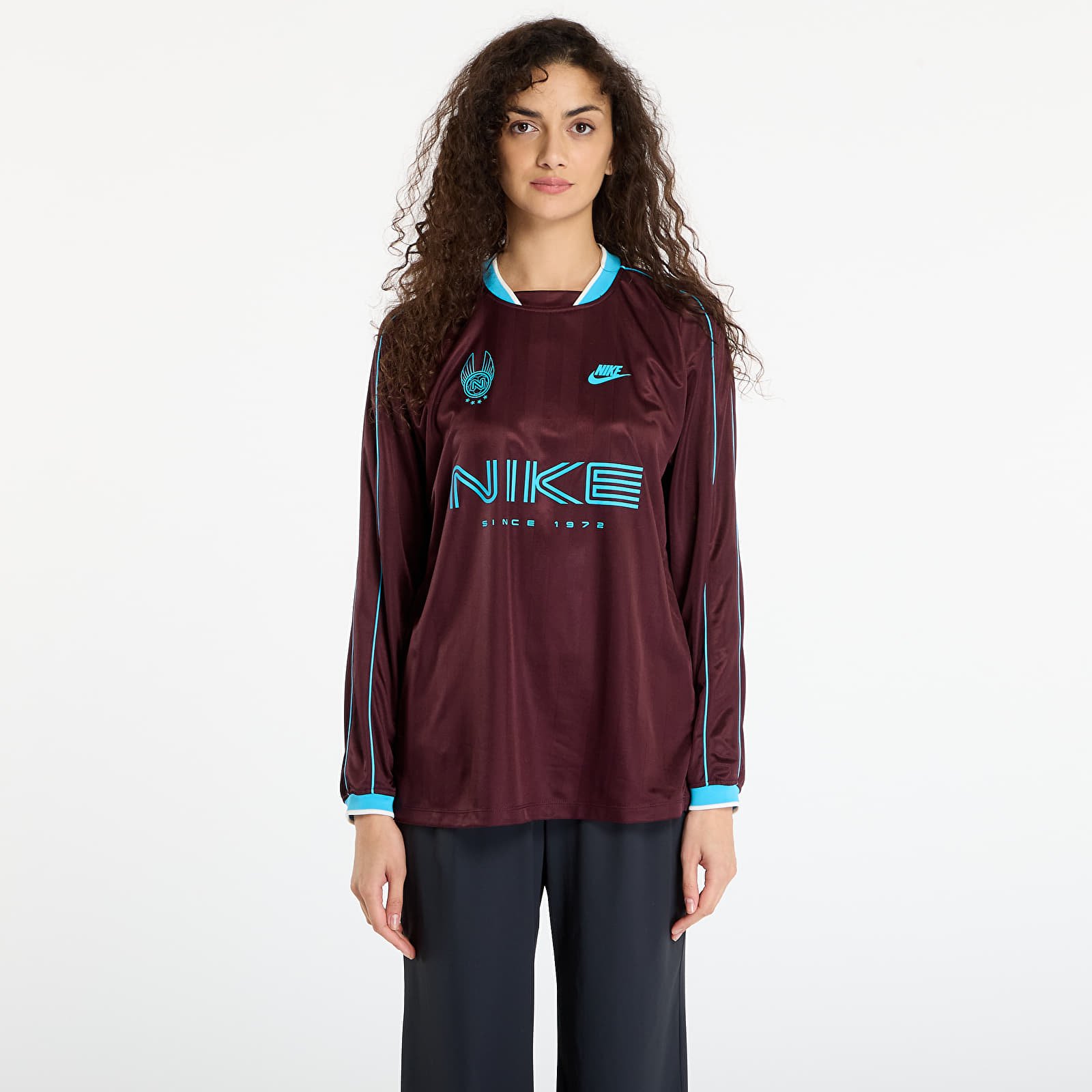 Tricouri pentru femei Nike Sportswear Women's Long-Sleeve Jersey Top Burgundy Crush/ Baltic Blue