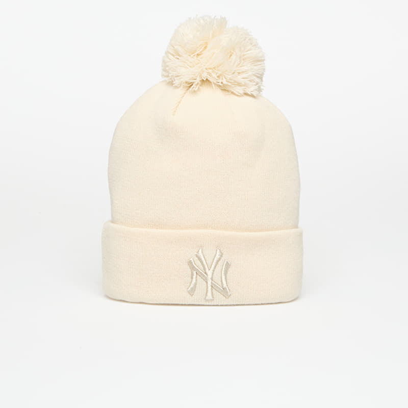 New Era Knit Medium Wmns MLB Metallic Bobble Beanie New York Yankees Light Cream