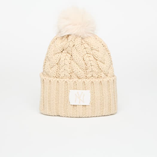 Mütze New Era New York Yankees MLB Light Beige Cable Knit Beanie Hat Stone
