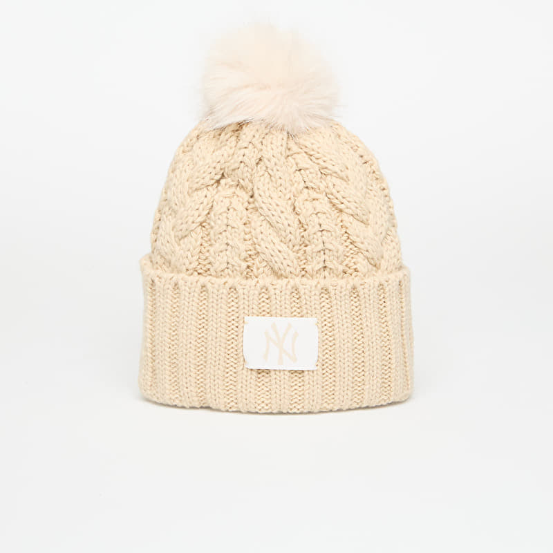 New Era New York Yankees MLB Light Beige Cable Knit Beanie Hat Stone