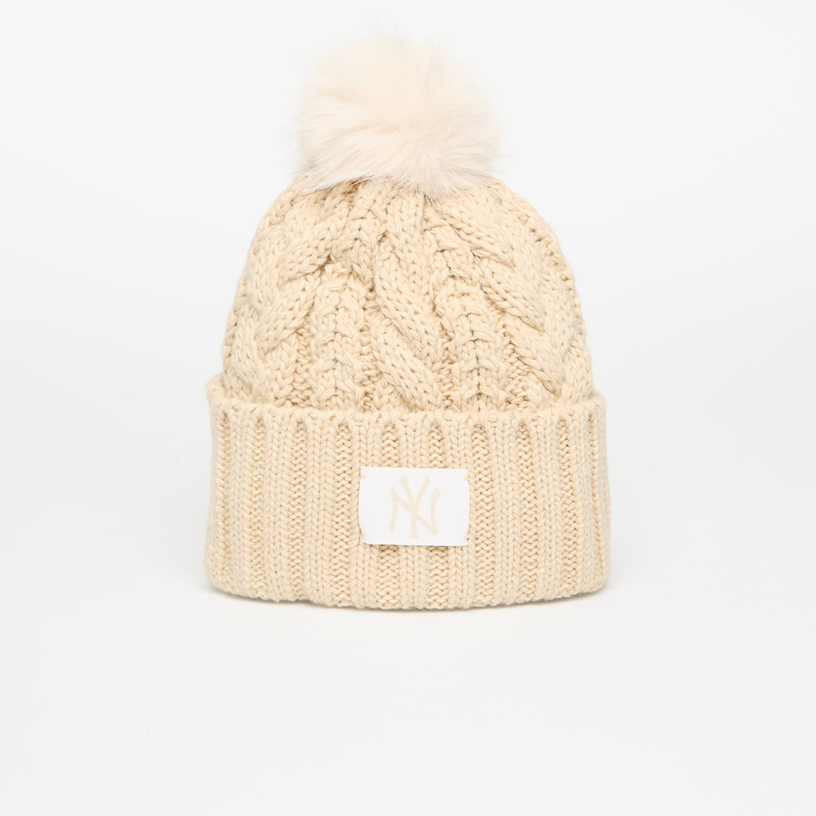 Hüte für Männer New Era New York Yankees MLB Light Beige Cable Knit Beanie Hat Stone