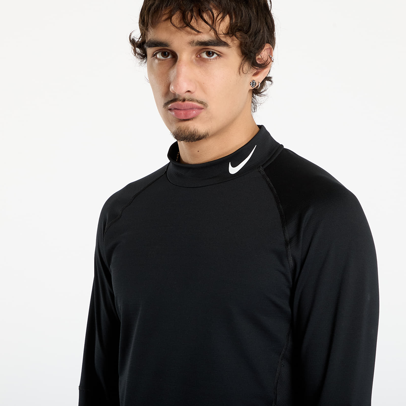 T-shirts Nike Pro Men's Dri-FIT Warm Long-Sleeve Fitness Mock Black/ White