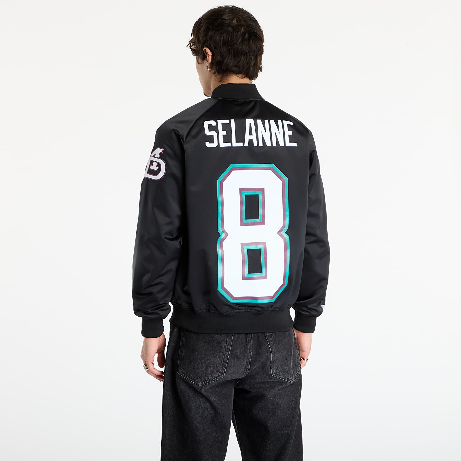 Jakne Mitchell & Ness NHL Maxxed Out Satin Jacket Ducks 1992 Teemu Selanne Black