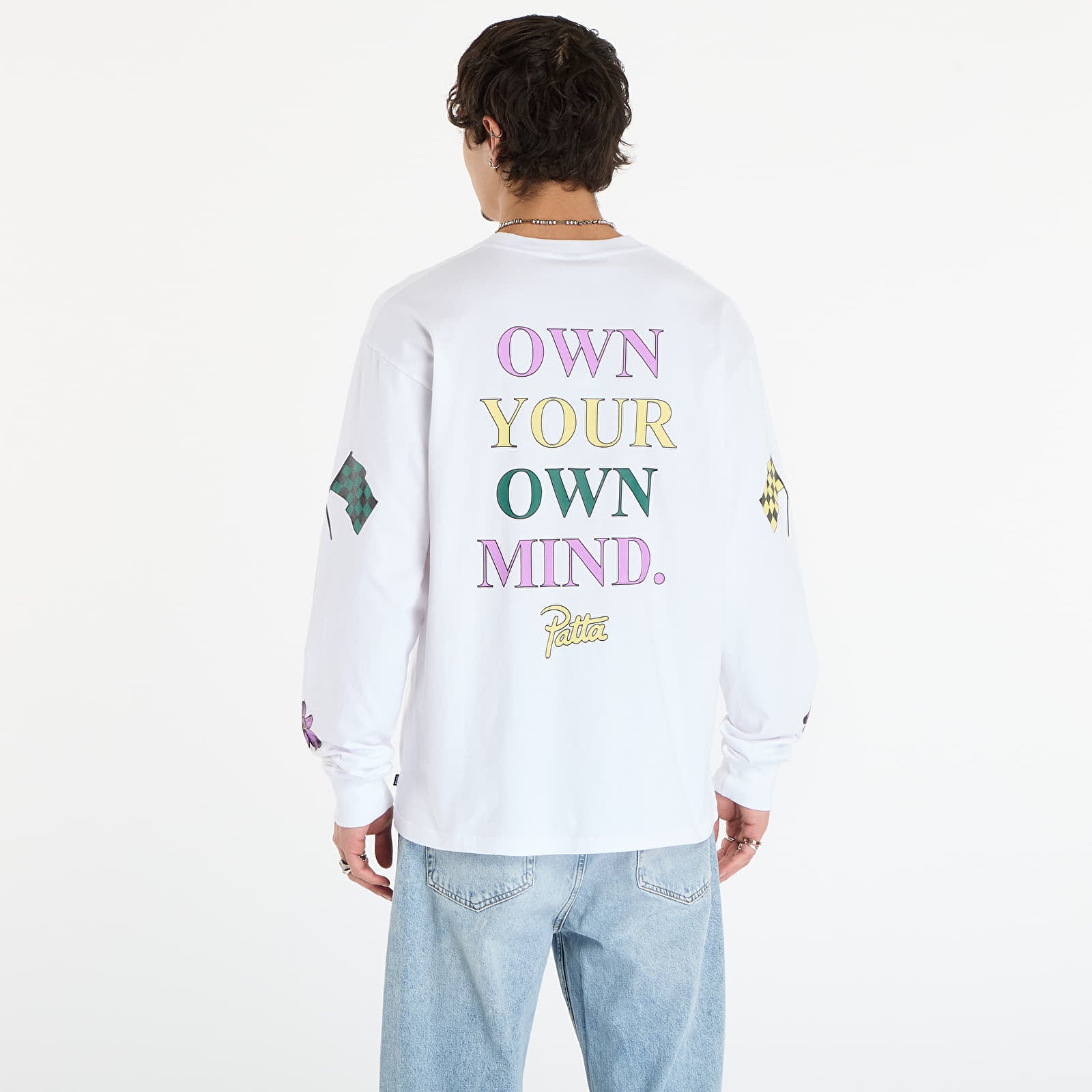 T-skjorter Patta Own Your Own Mind Long Sleeve T-Shirt UNISEX White