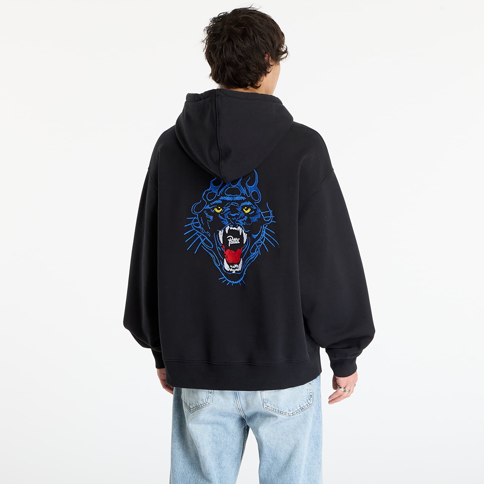 Hoodies and sweatshirts Patta Embroidered Fire Panther Hooded Sweater UNISEX Black
