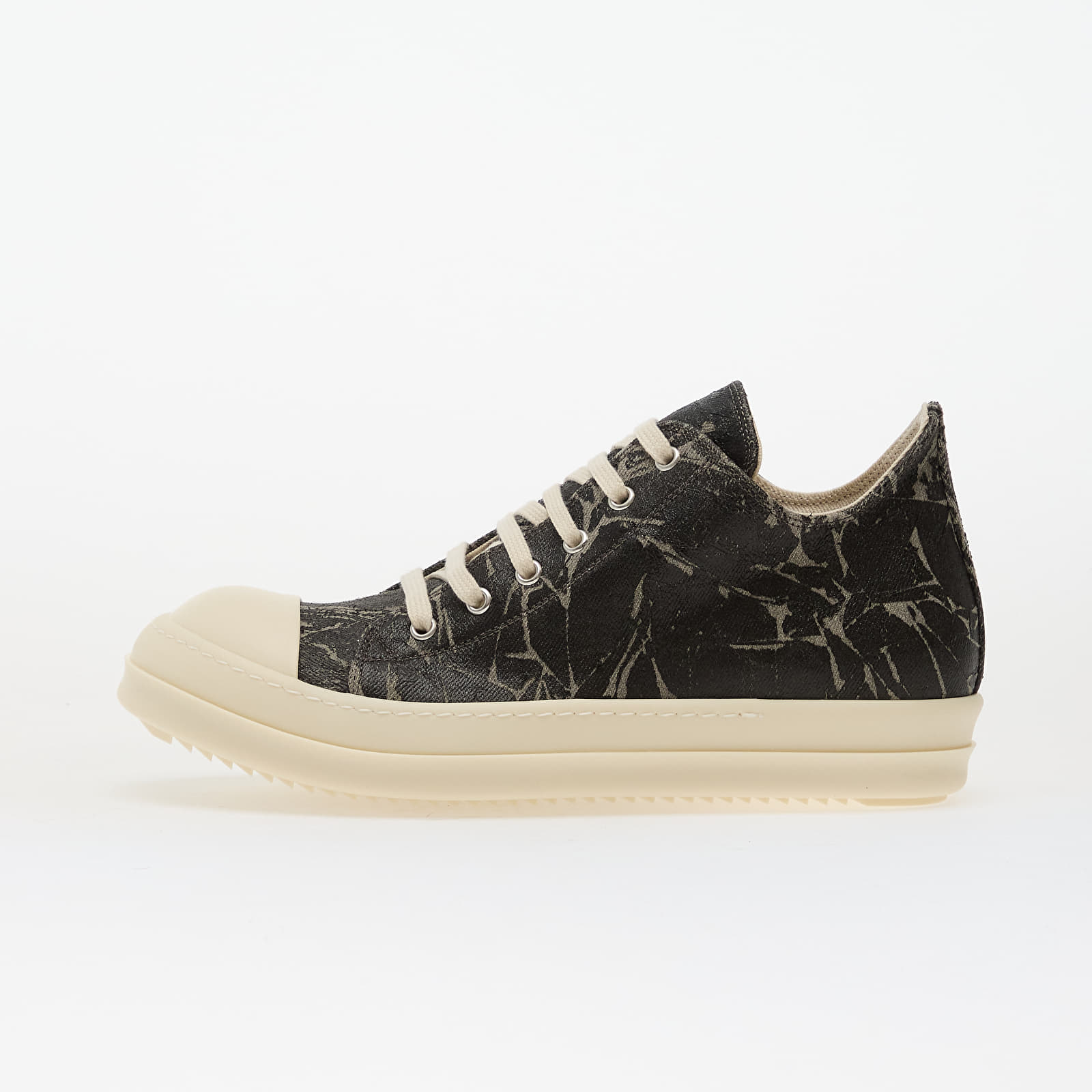 Men's shoes Rick Owens Denim Shoes - Low Sneaks Black Washed Foil/ Milk/ Milk