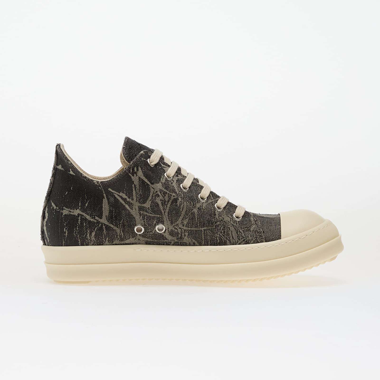 Men's shoes Rick Owens Denim Shoes - Low Sneaks Black Washed Foil/ Milk/ Milk