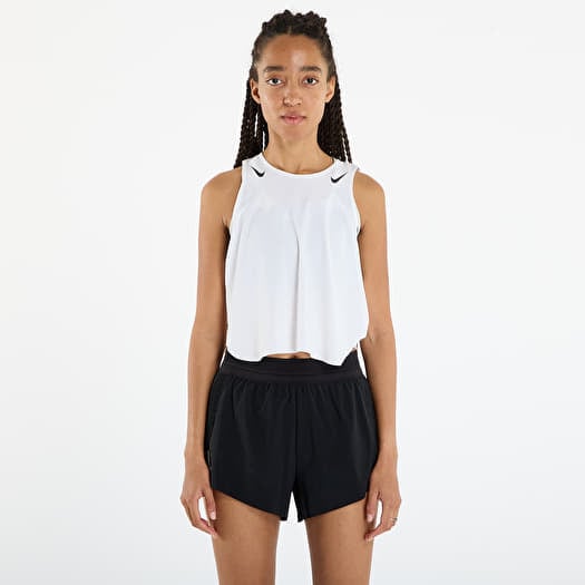 Camisola Nike AeroSwift Women's Dri-FIT ADV Cropped Running Tank Top White/ Black