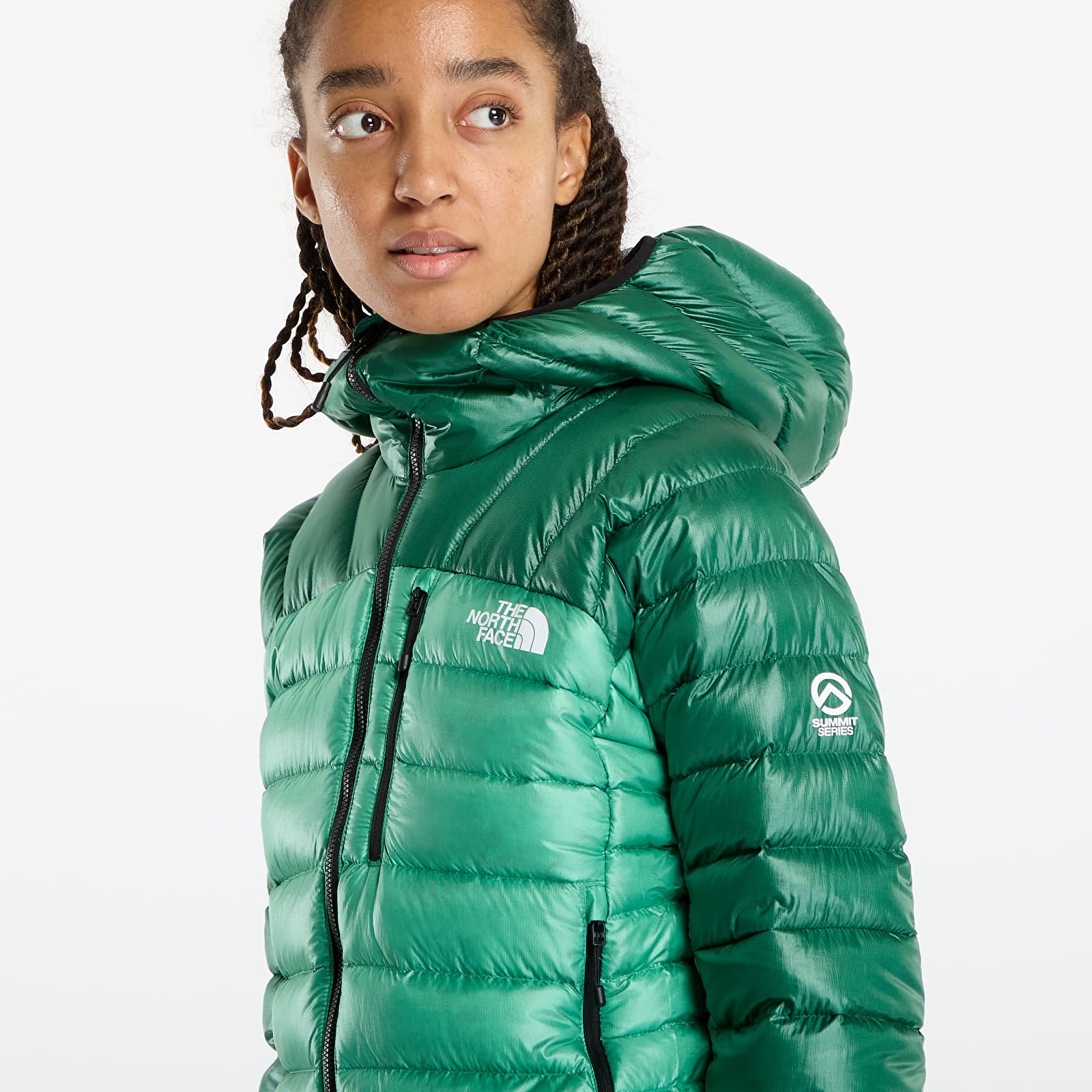 Jackets The North Face Summit Breithorn Hooded Down Jacket Nebula Green/ Evergreen
