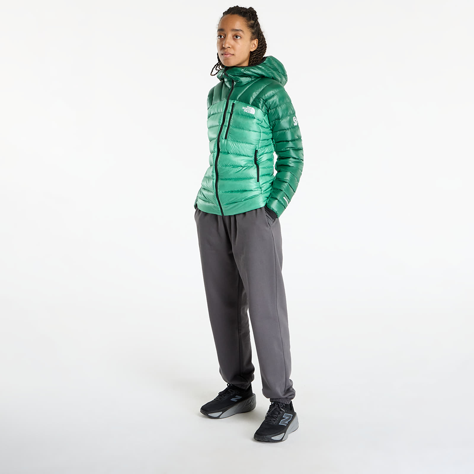 Jackets The North Face Summit Breithorn Hooded Down Jacket Nebula Green/ Evergreen