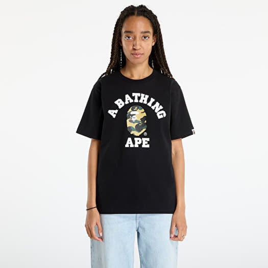 A BATHING APE 1St Camo College Tee UNISEX Black/ Ye
