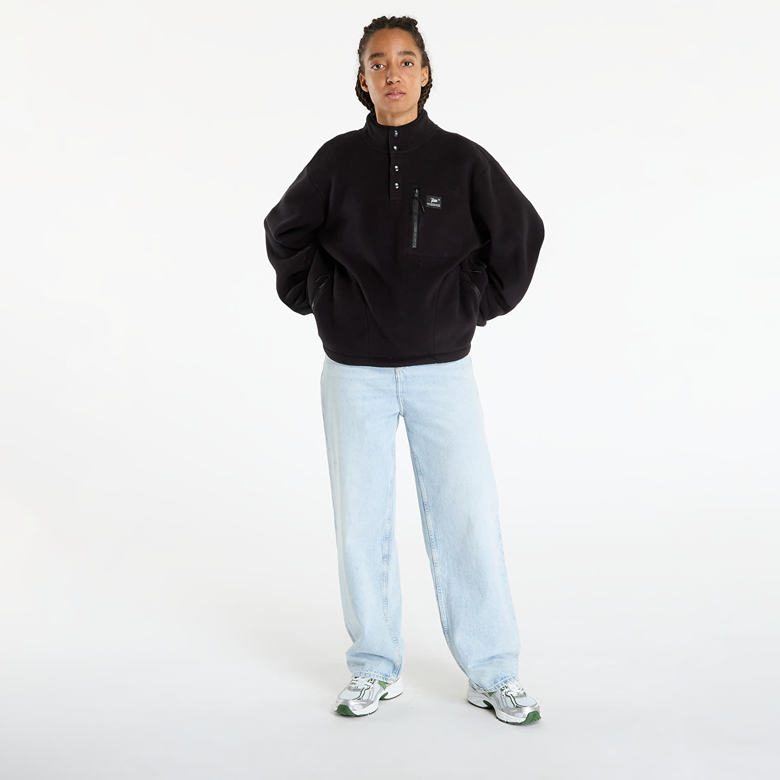 Mikinas ar kapuci un sporta krekli Patta Sherpa Fleece Overhead UNISEX Black