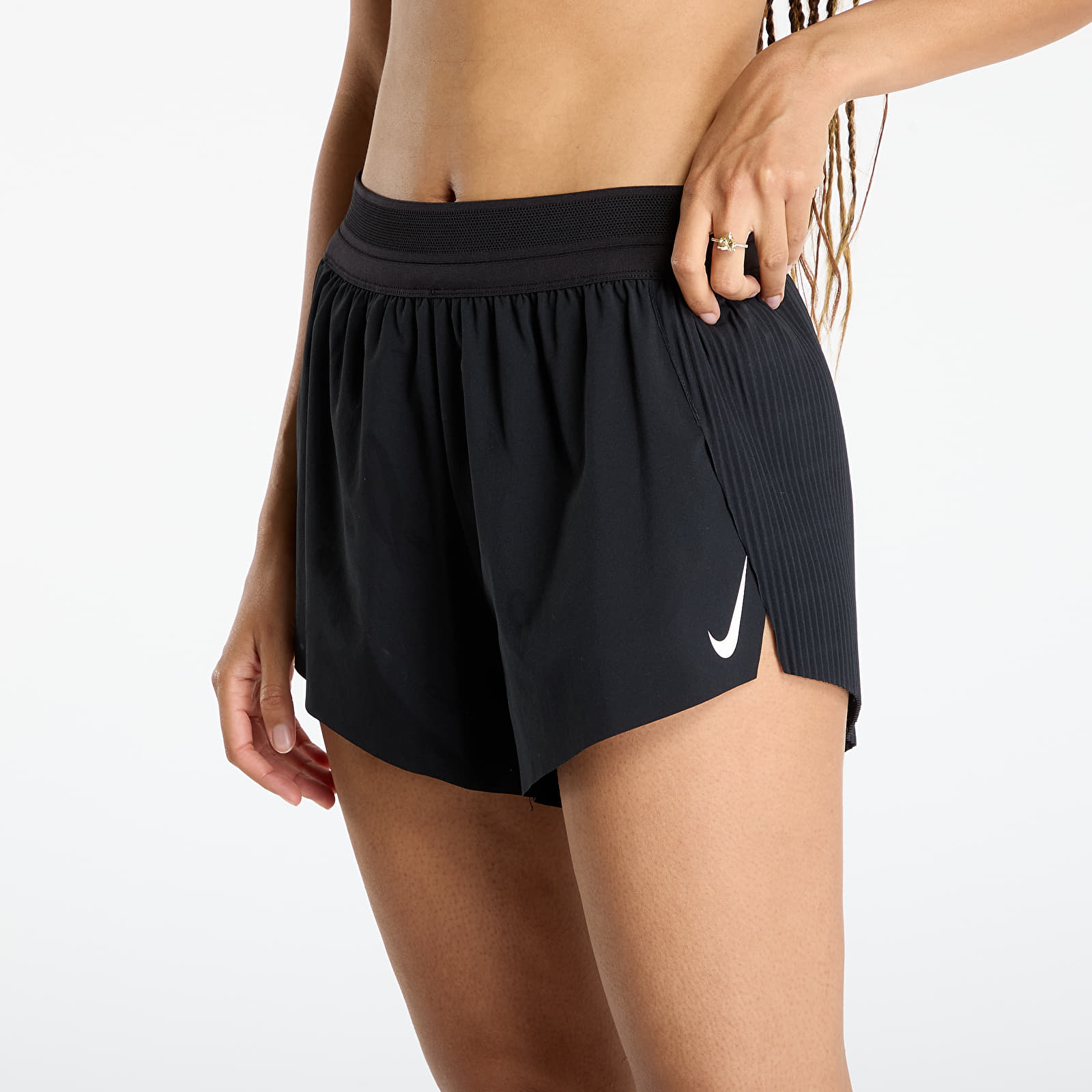 Calções Nike AeroSwift Women's Dri-FIT ADV Mid-Rise 3" Brief-Lined Running Shorts Black/ White