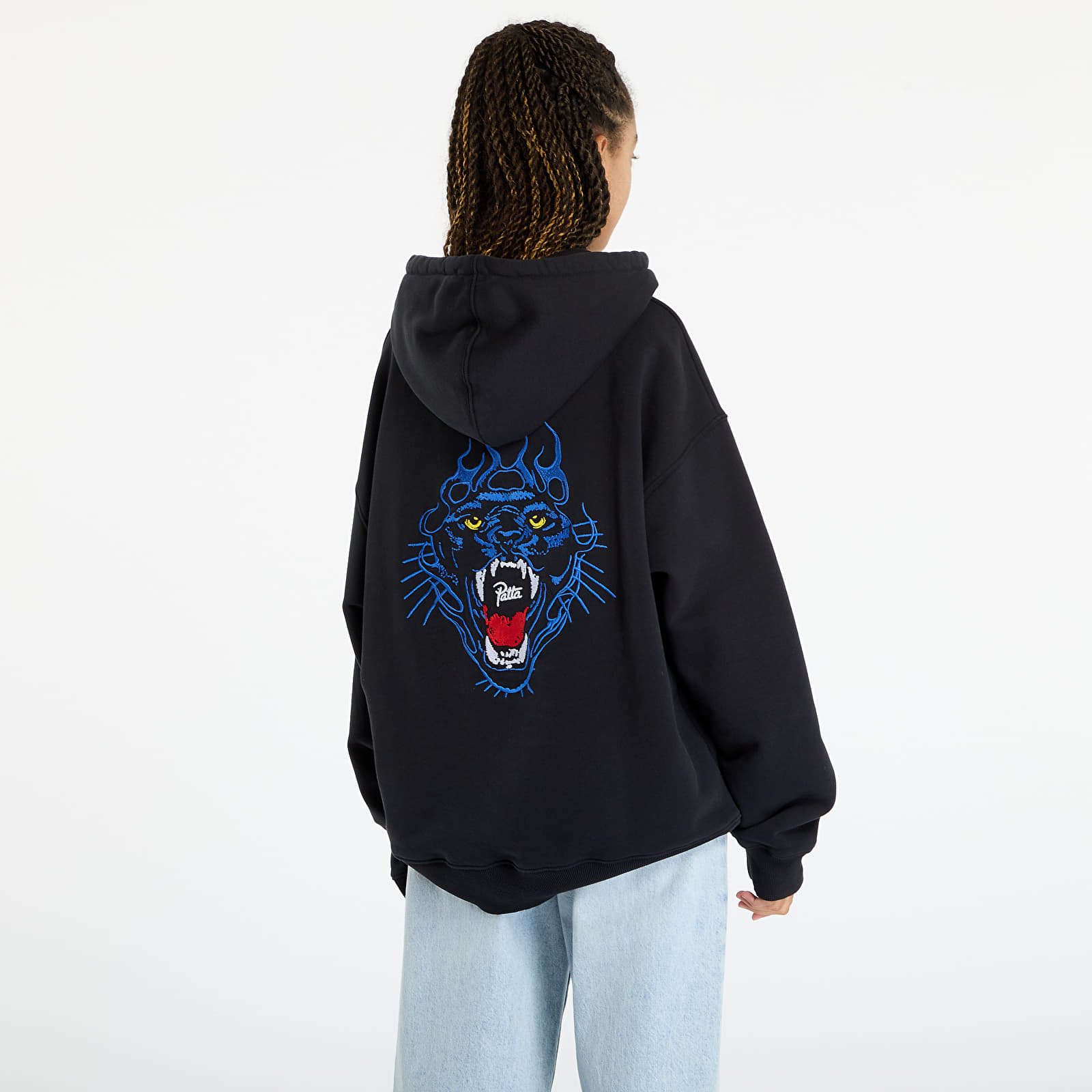Hoodies and sweatshirts Patta Embroidered Fire Panther Hooded Sweater UNISEX Black