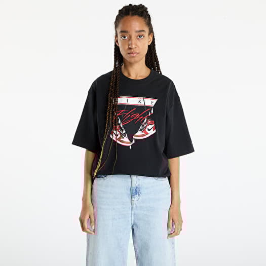 T-skjorte Jordan Flight Women's Oversized T-Shirt Black/ Varsity Red