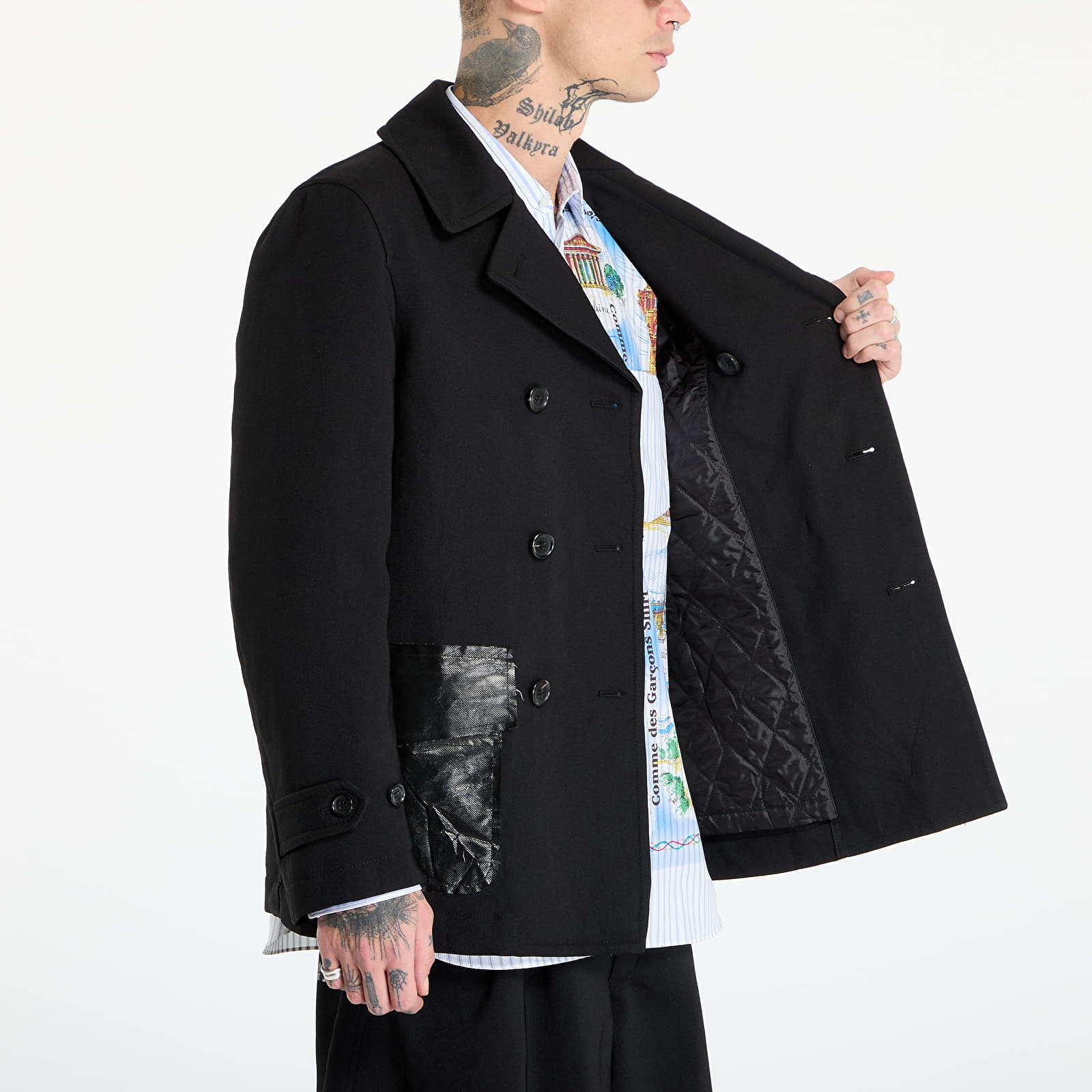 Kurtki Comme des Garçons SHIRT Double Breasted Coat Black