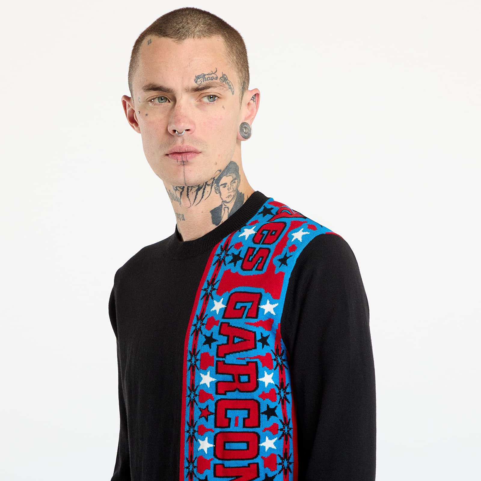 Ανδρικά πουλόβερ Comme des Garçons SHIRT Soccer Scarf Knitted Sweater Black