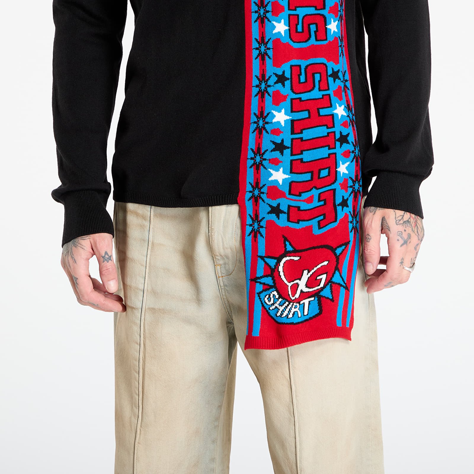 Ανδρικά πουλόβερ Comme des Garçons SHIRT Soccer Scarf Knitted Sweater Black