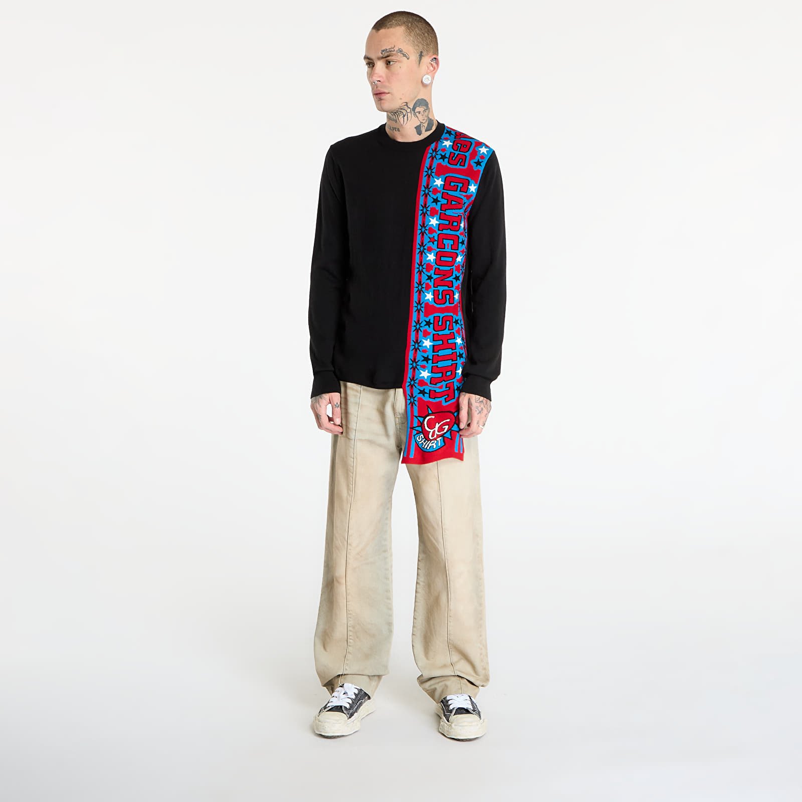 Ανδρικά πουλόβερ Comme des Garçons SHIRT Soccer Scarf Knitted Sweater Black
