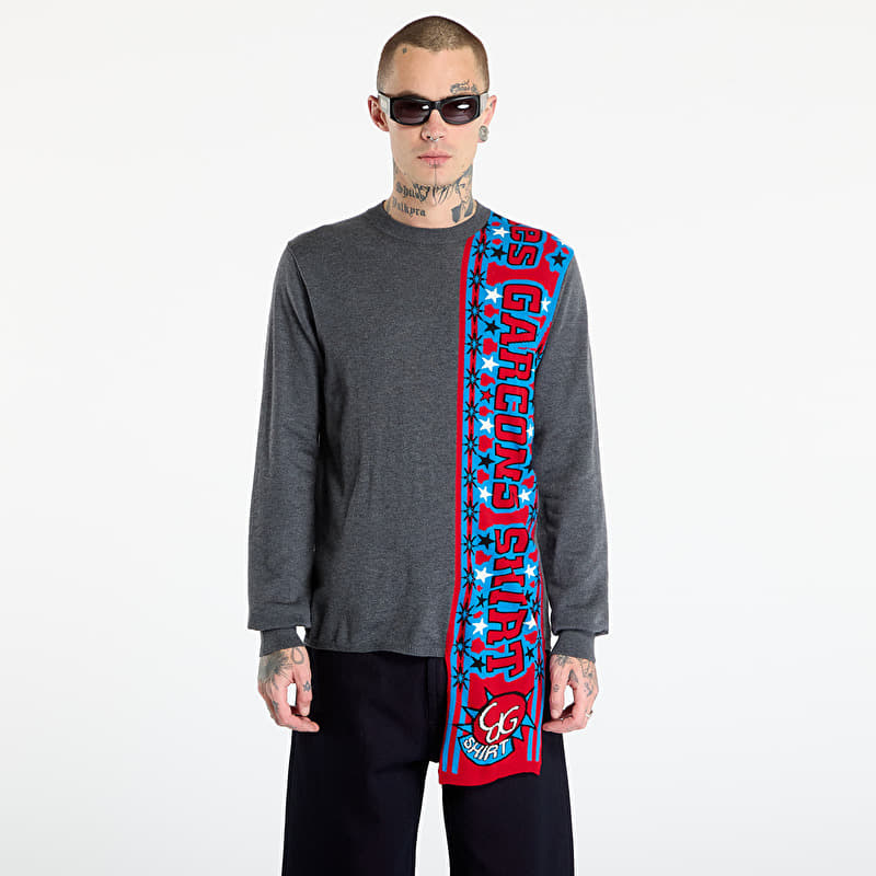 Chandail Comme des Garçons SHIRT Soccer Scarf Knitted Sweater Grey