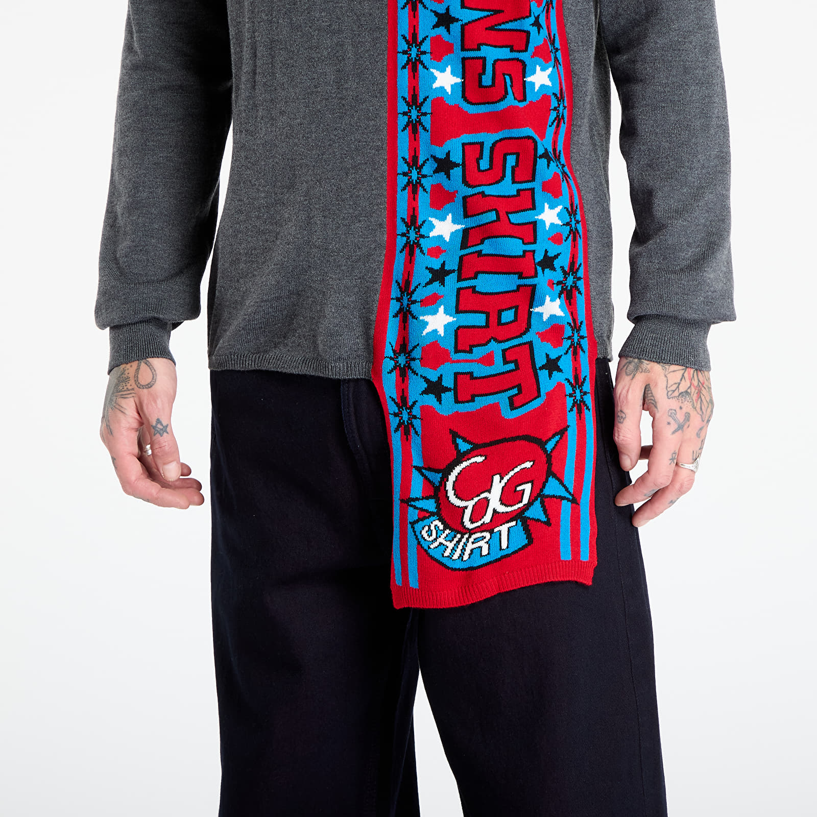 Men's sweaters Comme des Garçons SHIRT Soccer Scarf Knitted Sweater Grey