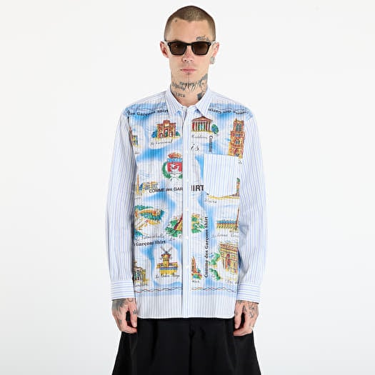 Comme des Garçons SHIRT Striped Shirt With Graphic Print White