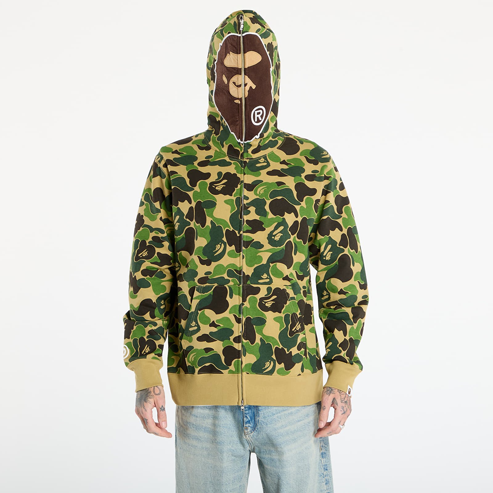 Mikinas ar kapuci un sporta krekli A BATHING APE Abc Camo 2Nd Ape Full Zip Hoodie UNISEX Green