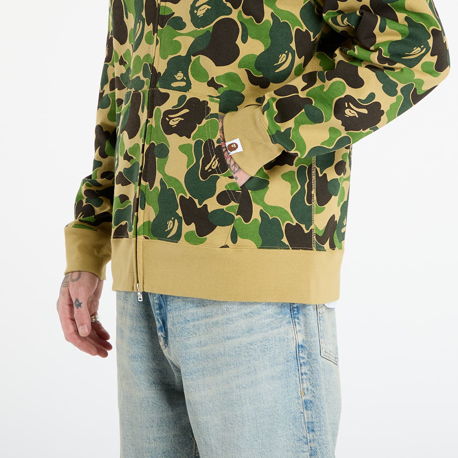 Mikinas ar kapuci un sporta krekli A BATHING APE Abc Camo 2Nd Ape Full Zip Hoodie UNISEX Green