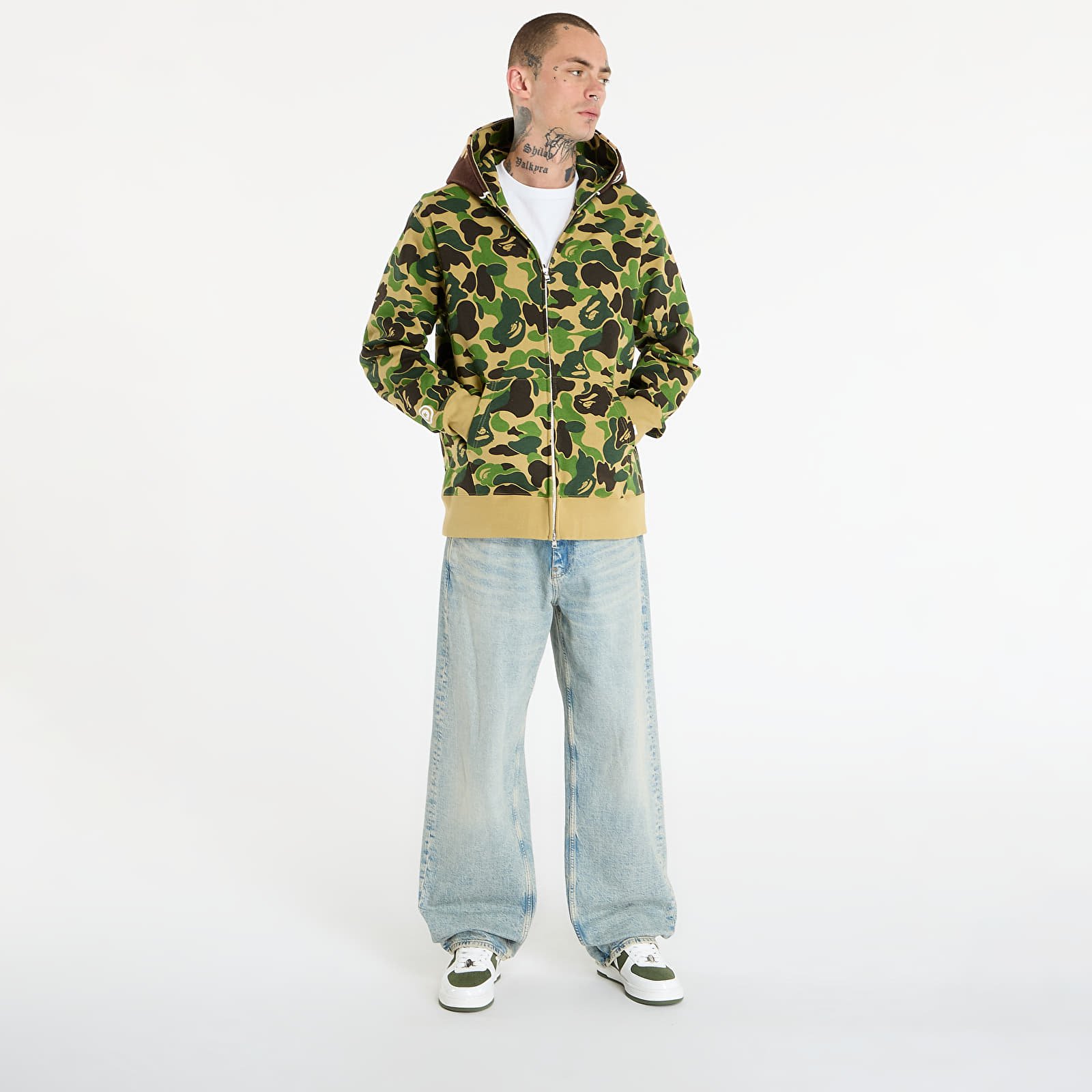 Mikinas ar kapuci un sporta krekli A BATHING APE Abc Camo 2Nd Ape Full Zip Hoodie UNISEX Green