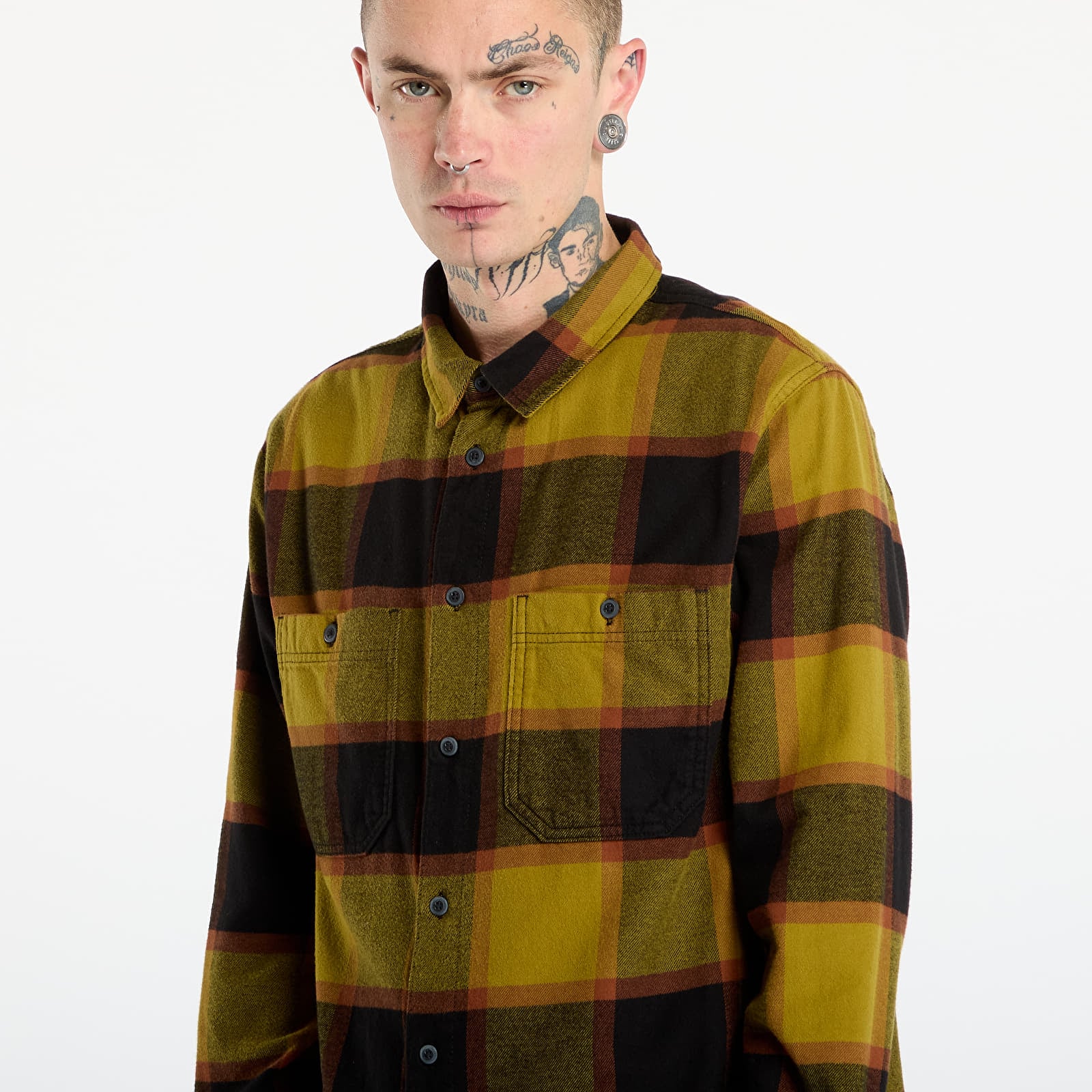 Pánské košile Vans Larkspur Plaid Flannel Burnt Gold/ Black
