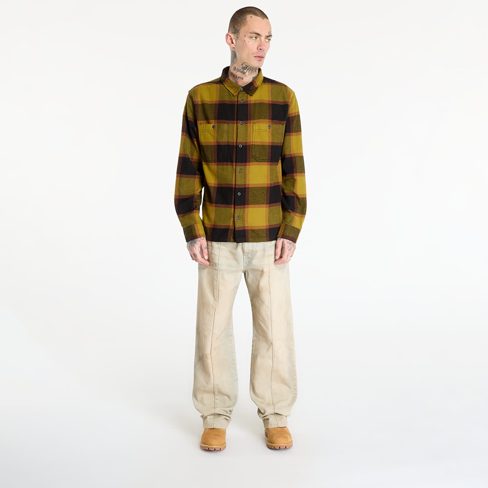 Pánské košile Vans Larkspur Plaid Flannel Burnt Gold/ Black