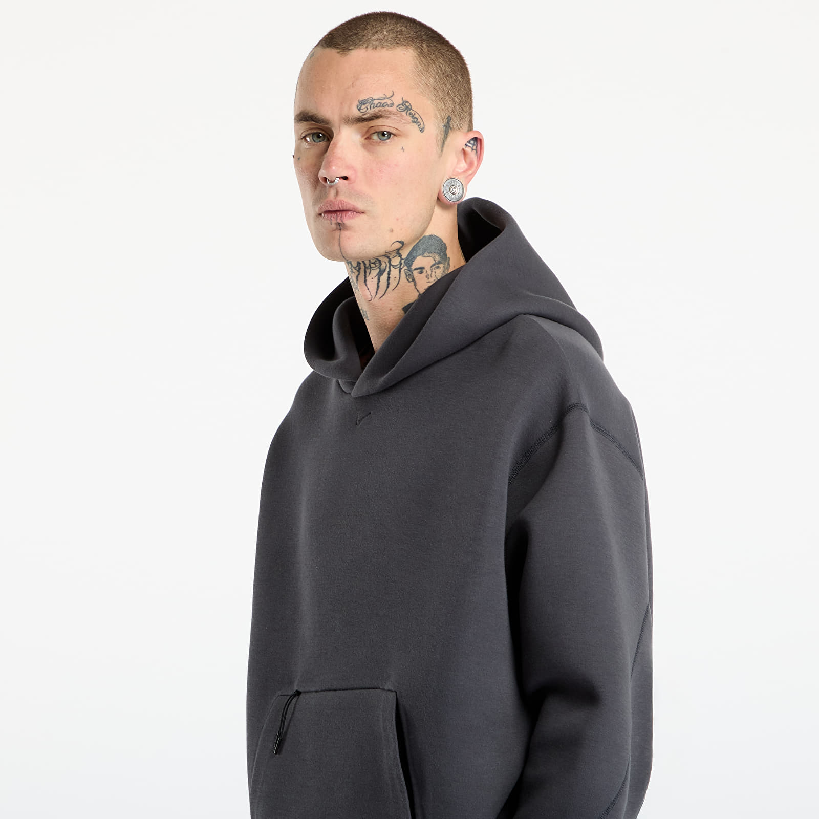 Hoodies für Männer Nike Tech Men's Fleece Oversized Hoodie Anthracite/ Black
