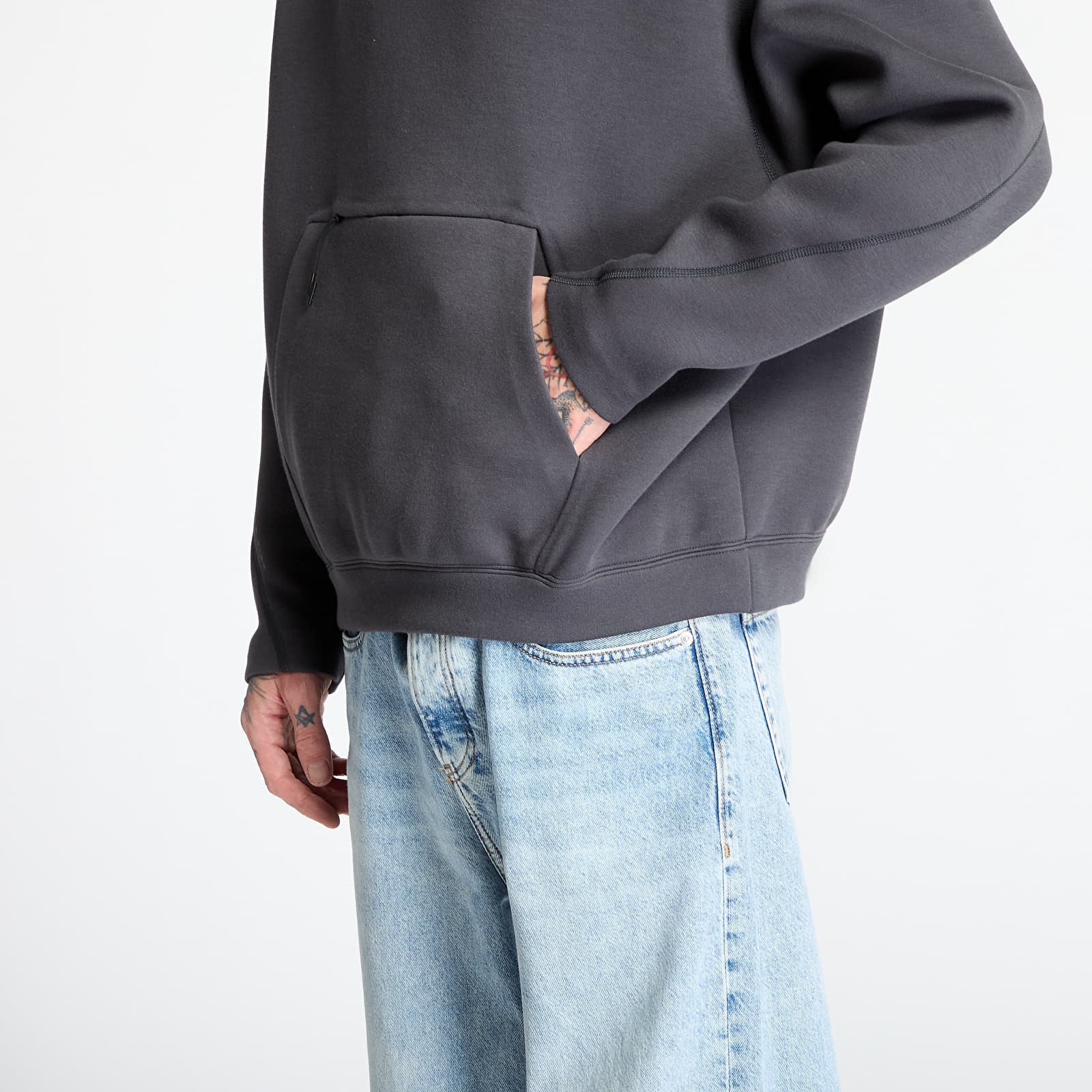 Hoodies für Männer Nike Tech Men's Fleece Oversized Hoodie Anthracite/ Black