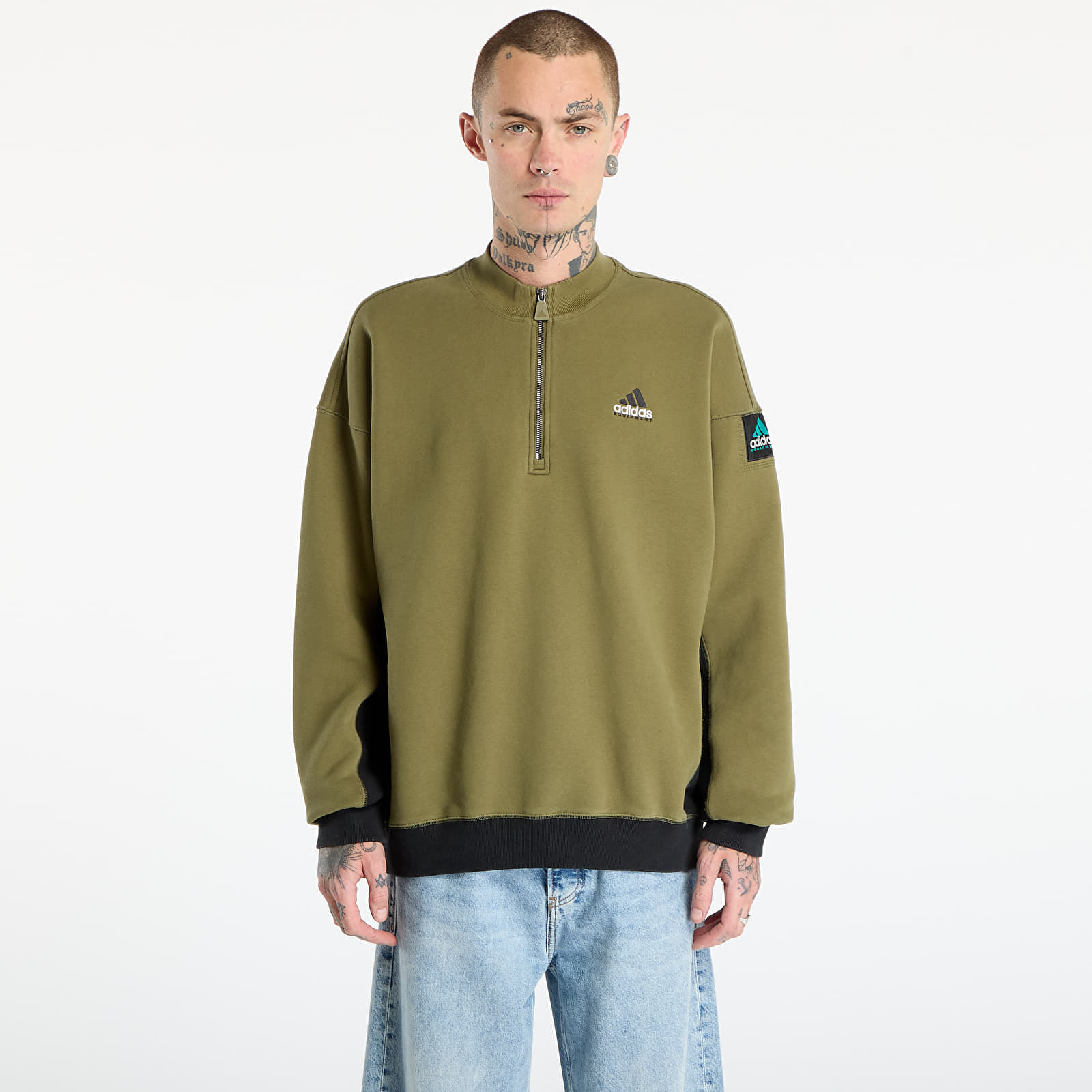 Hanorac adidas Equipment Blocked Half-Zip Focus Olive L